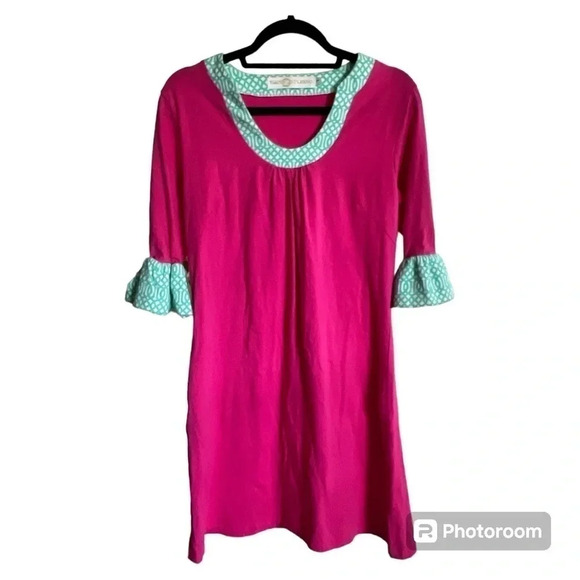 Tracy Negoshian pink and teal sheath dress size Large - Picture 2 of 7